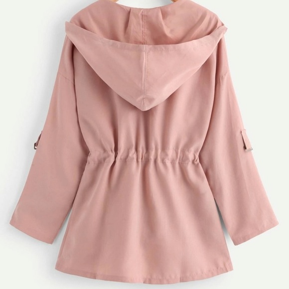 COPY - Light Pink Solid Drawstring Waist Hooded Jacket🎀 - Picture 2 of 11